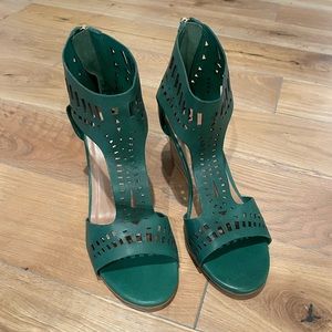 Dark Teal Laser Cut Sandals by Dibs Size 9M